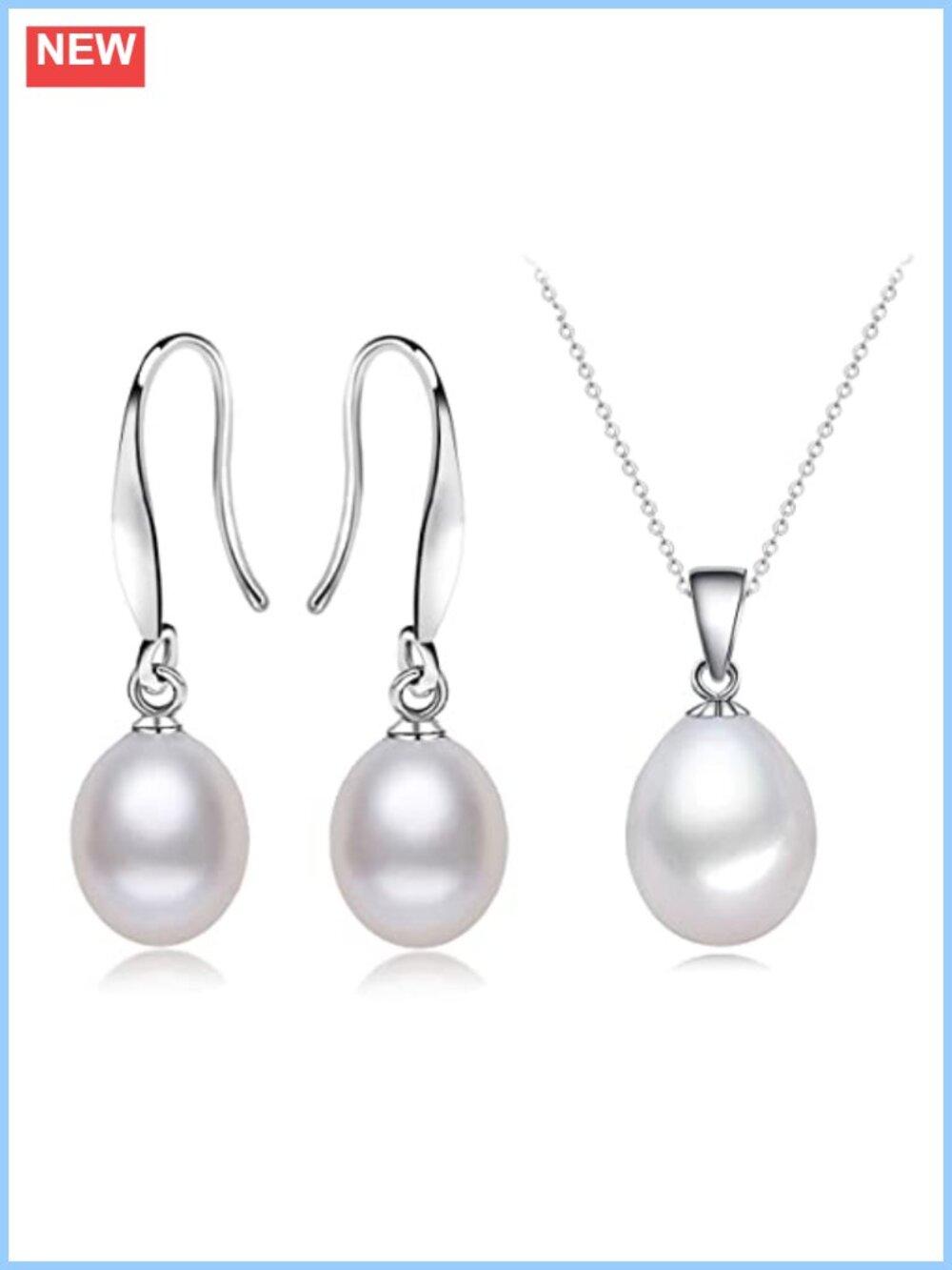 Sterling Silver Freshwater Pearl Necklace and Earring Set 18 Inch